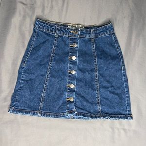 Denim Button Front Skirt